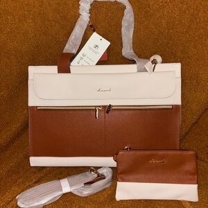 Lovevook Women's Brown and Cream Tote Bag Set (never used)